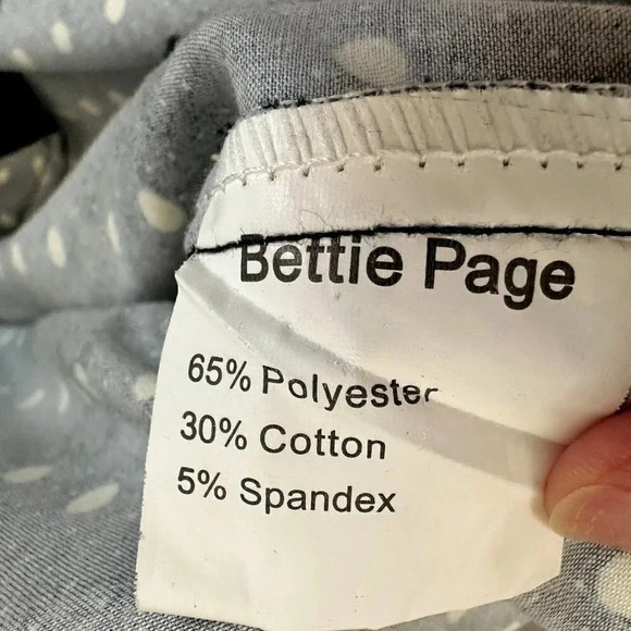 Bettie Page Las Vegas Dress Womens Medium Pin Up Retro Polka Dot Wiggle Pencil - Picture 10 of 16